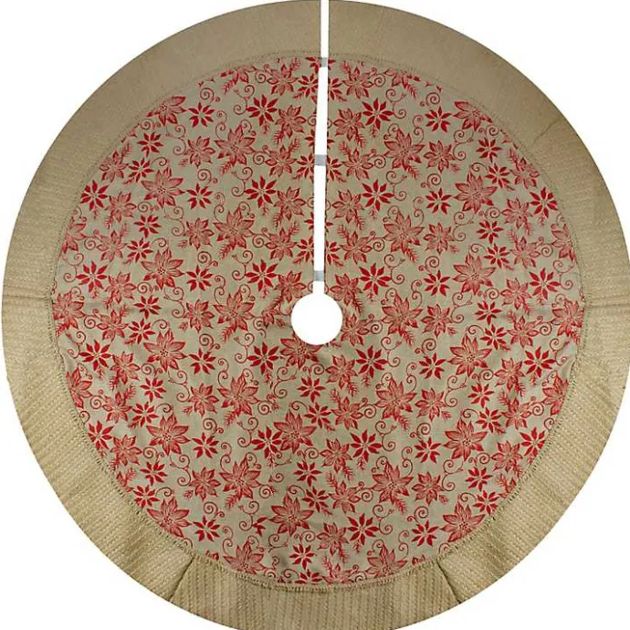Discount Kirklands Home Knit Burlap Poinsettia Tree Skirt
