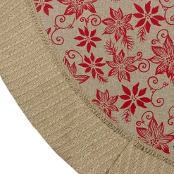 Discount Kirklands Home Knit Burlap Poinsettia Tree Skirt
