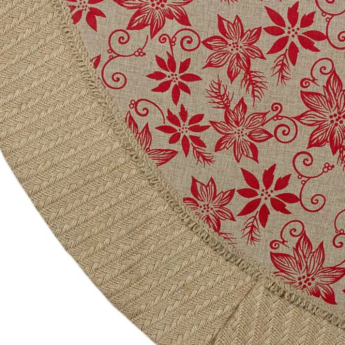 Discount Kirklands Home Knit Burlap Poinsettia Tree Skirt