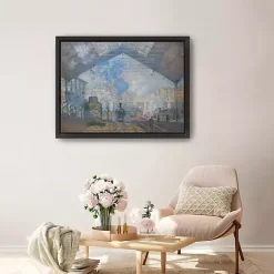Clearance Kirklands Home La Gare Saint-Lazare Framed Canvas Art Print Blue