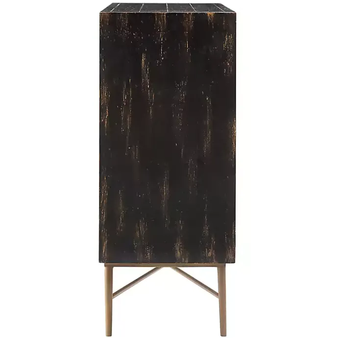Best Kirklands Home Laini Distressed Modern Carved Cabinet Black