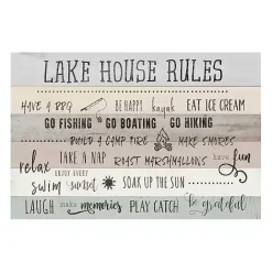 Discount Kirklands Home Lake House Rules Giclee Canvas Art Print Gray