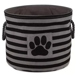 Discount Kirklands Home Large Black Paw Patch Stripe Round Pet Basket