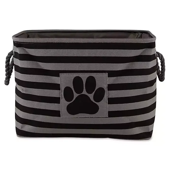 Best Kirklands Home Large Black Paw Print Striped Pet Basket