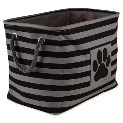 Best Kirklands Home Large Black Paw Print Striped Pet Basket
