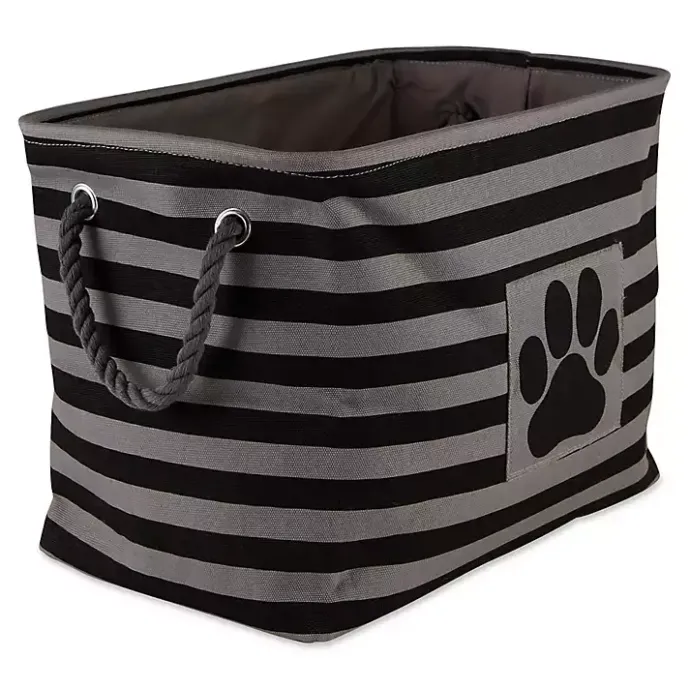 Best Kirklands Home Large Black Paw Print Striped Pet Basket