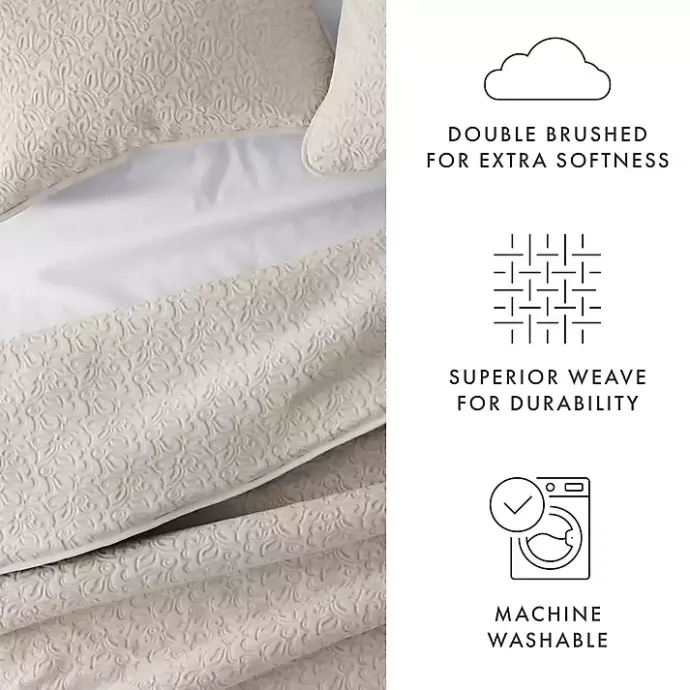 New Kirklands Home Latte Floral Stitch 2-pc. Twin Quilt Set Tan