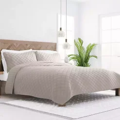 Discount Kirklands Home Latte Stitched Diamond 2-pc. Twin Quilt Set Tan