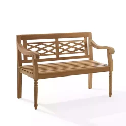 Outlet Kirklands Home Lattice Teakwood Slatted Outdoor Bench Tan