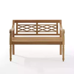 Outlet Kirklands Home Lattice Teakwood Slatted Outdoor Bench Tan