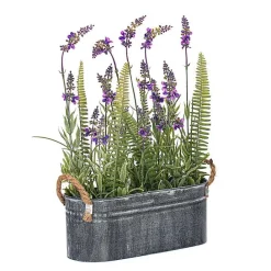 Outlet Kirklands Home Lavender and Fern Arrangement in Iron Pot, 16 in.