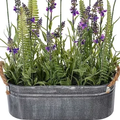 Outlet Kirklands Home Lavender and Fern Arrangement in Iron Pot, 16 in.