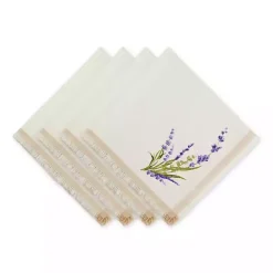 New Kirklands Home Lavender Sprigs Cotton Napkins, Set of 4