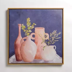 Clearance Kirklands Home Leaves in Terracotta Vases Framed Canvas Art Print