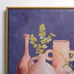 Clearance Kirklands Home Leaves in Terracotta Vases Framed Canvas Art Print