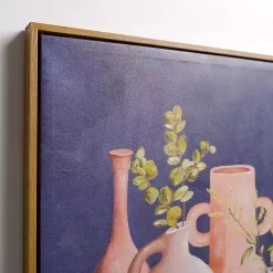 Clearance Kirklands Home Leaves in Terracotta Vases Framed Canvas Art Print