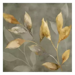 Hot Kirklands Home Leaves on Gray Giclee Canvas Art Print