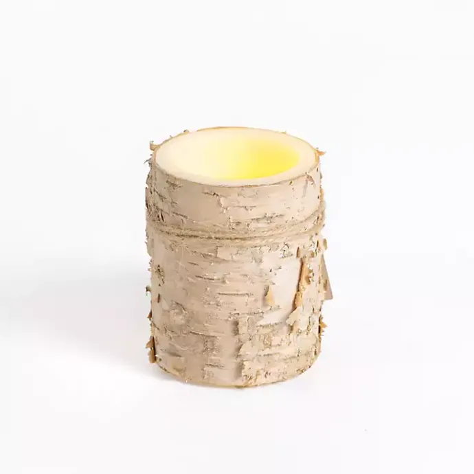 Kirklands Home LED Birch Tree Bark Pillar Candle, 3x4 Brown