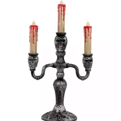 Clearance Kirklands Home LED Bloody Skull Halloween Candelabra Silver
