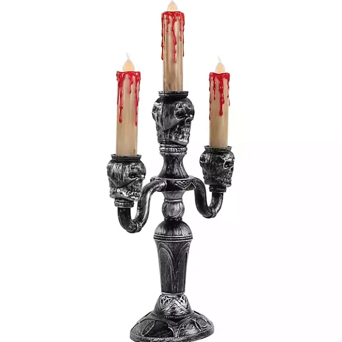 Clearance Kirklands Home LED Bloody Skull Halloween Candelabra Silver