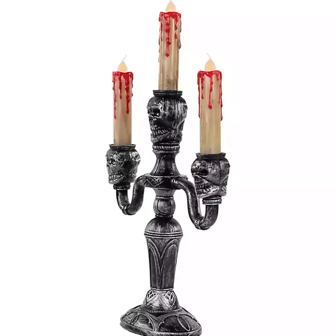 Clearance Kirklands Home LED Bloody Skull Halloween Candelabra Silver