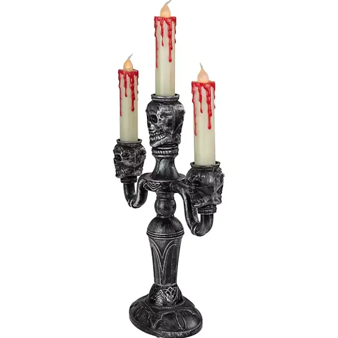 Clearance Kirklands Home LED Bloody Skull Halloween Candelabra Silver