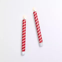Discount Kirklands Home LED Candy Cane Taper Candles, Set of 2
