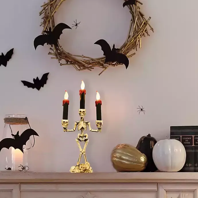 Clearance Kirklands Home LED Dripping Skeleton Halloween Candelabra