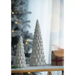 Kirklands Home LED Glass Cone Snowy Trees, Set of 2