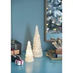 Kirklands Home LED Glass Cone Snowy Trees, Set of 2
