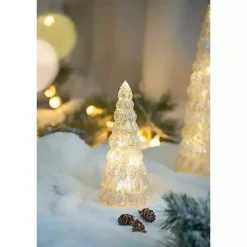 Kirklands Home LED Glass Cone Snowy Trees, Set of 2