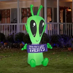 New Kirklands Home LED Alien Halloween Inflatable, 7 ft. Green