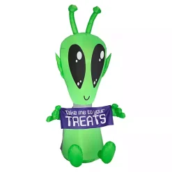 New Kirklands Home LED Alien Halloween Inflatable, 7 ft. Green