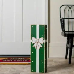 Best Kirklands Home LED Green Christmas Present Wooden Statue, 22 in.