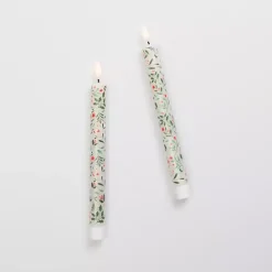 Clearance Kirklands Home LED Holly Taper Candles, Set of 2