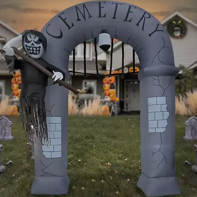 Best Kirklands Home LED Inflatable Cemetery Arch Decoration Gray