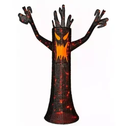 Discount Kirklands Home LED Orange & Black Haunted Halloween Tree, 4 ft.
