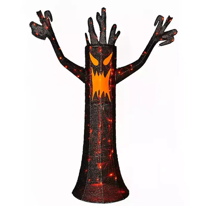 Discount Kirklands Home LED Orange & Black Haunted Halloween Tree, 4 ft.