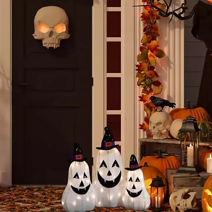 Best Kirklands Home LED Outdoor Jack O Lantern Ghost Trio, Set of 3 White