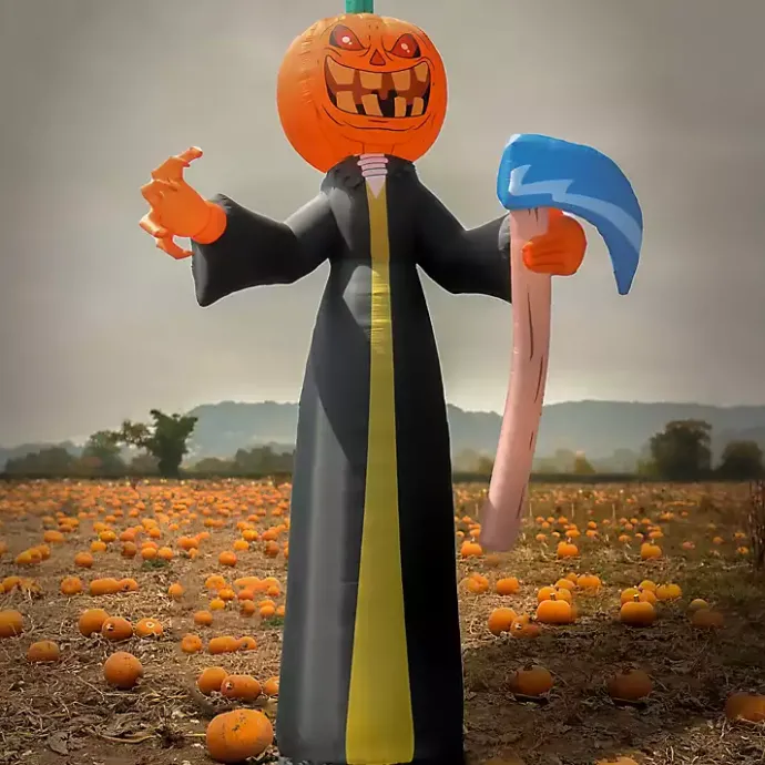 Hot Kirklands Home LED Pumpkin Reaper Halloween Inflatable, 20 ft.