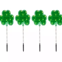Outlet Kirklands Home LED Shamrock Outdoor Lawn Stakes, Set of 4