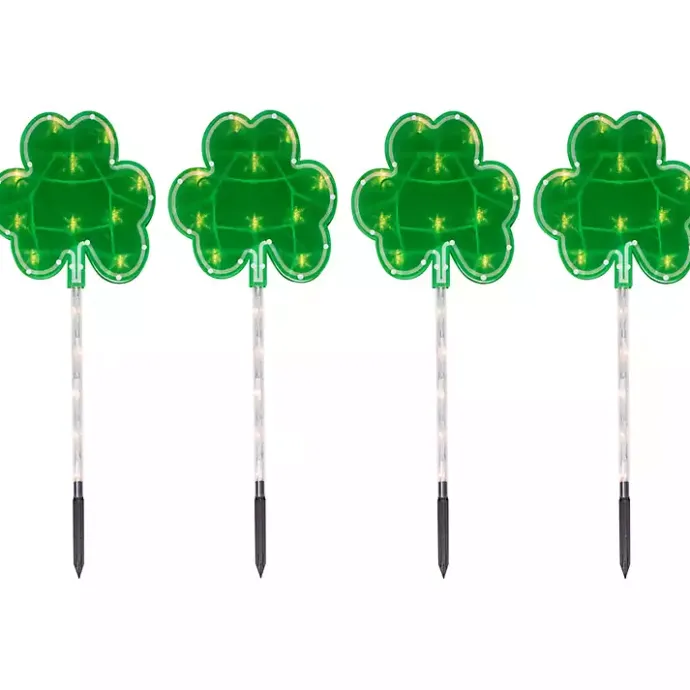 Outlet Kirklands Home LED Shamrock Outdoor Lawn Stakes, Set of 4