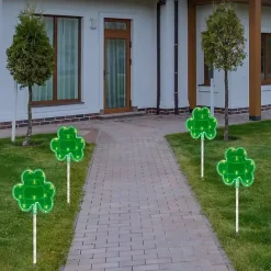 Outlet Kirklands Home LED Shamrock Outdoor Lawn Stakes, Set of 4