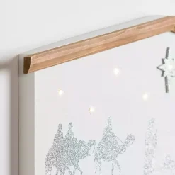 Hot Kirklands Home LED Silver Glitter Nativity Wall Plaque