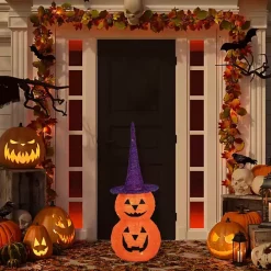 Hot Kirklands Home LED Stacked Jack O Lanterns Outdoor Decoration Orange