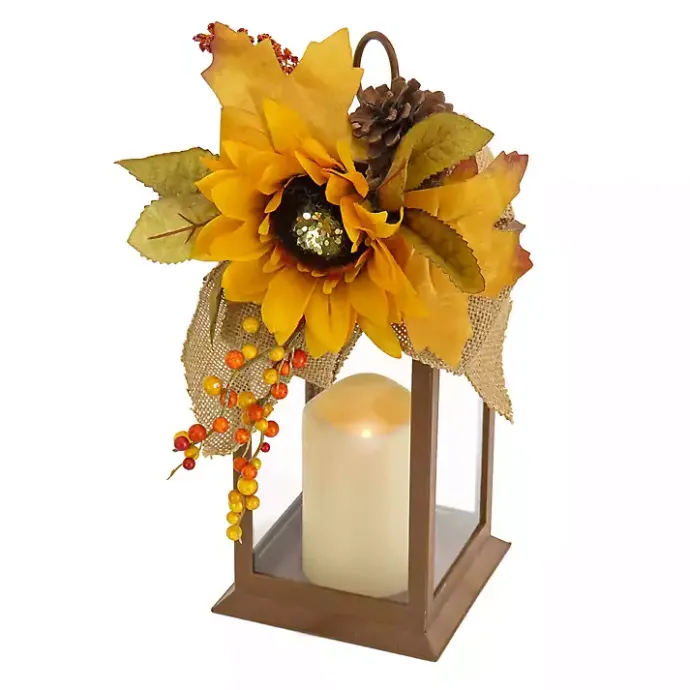 Outlet Kirklands Home LED Sunflower and Burlap Bow Lantern
