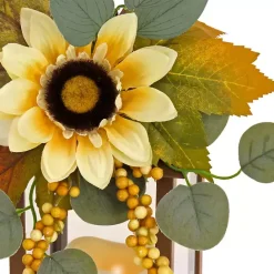 Online Kirklands Home LED Sunflower and Eucalyptus Lantern
