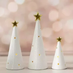 Best Kirklands Home LED Ceramic Christmas Trees, Set of 3 White