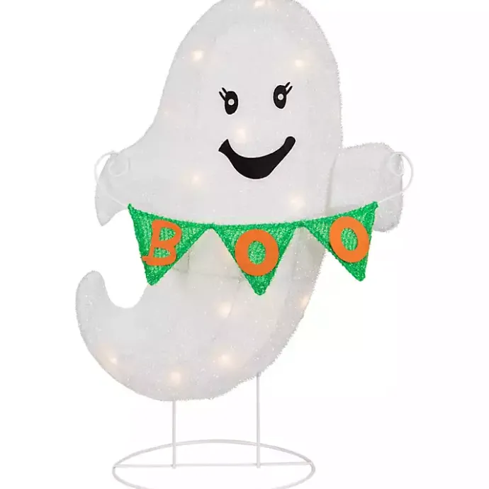 New Kirklands Home LED White Ghost Boo Banner Halloween Outdoor Décor