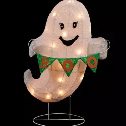 New Kirklands Home LED White Ghost Boo Banner Halloween Outdoor Décor